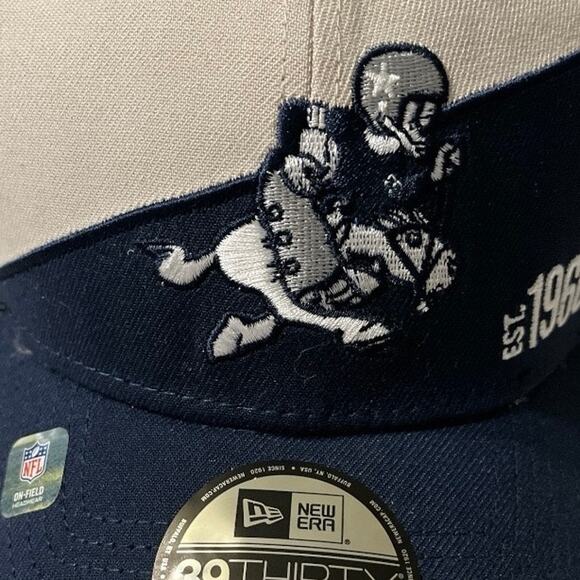 New Era Men L-XL Blue Dallas Cowboys 39THIRTY Fitted Baseball Cap - Picture 2 of 7